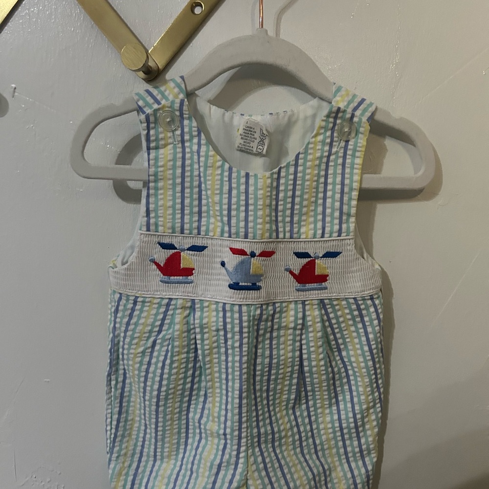 Striped Baby Romper with Sailboat Design